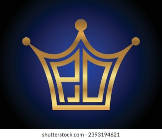 Crown shape PO letter logo design vector art.