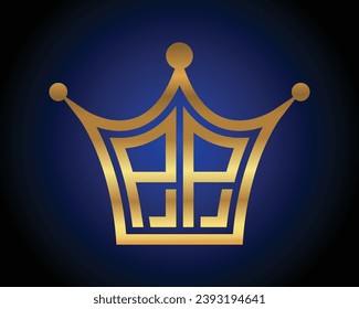 Crown shape PP letter logo design vector art