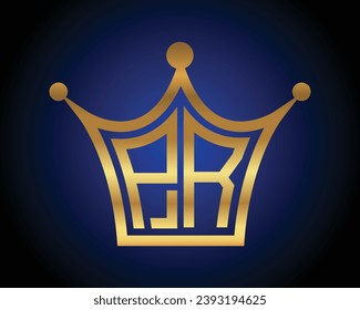 Crown shape PR letter logo design vector art