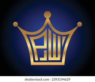Forma de la corona PW diseño de logotipo de letra vectorial arte