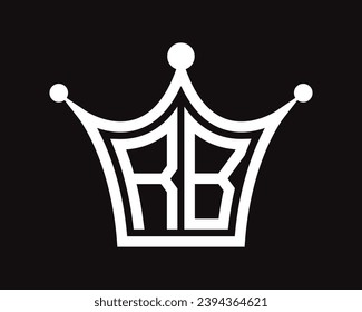 Forma de la corona RB diseño de logotipo de letra vectorial arte