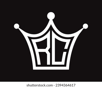 Forma de la corona diseño del logotipo de la letra RC arte vectorial
