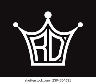 Dibujo vectorial de diseño del logotipo de la letra RD de forma de corona.