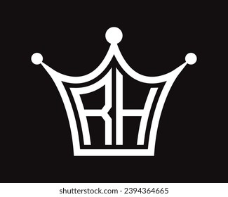 Crown shape RH letter logo design vector art