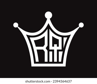 Forma de la corona diseño del logotipo de la letra RQ arte vectorial