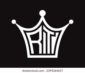 Crown shape RT letter logo design vector art