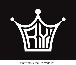 Crown shape RY letter logo design vector art
