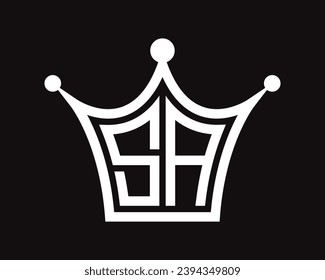 Crown form SA Buchstaben Logo Design Vektorkunst.