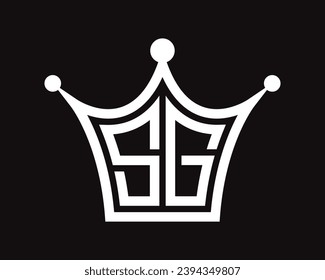 Crown shape SG letter logo design vector art.