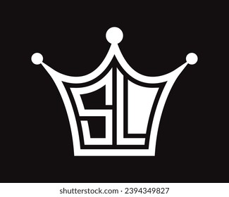 Crown shape SL letter logo design vector art