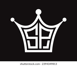 Forma de la corona diseño del logotipo de la letra SP arte vectorial