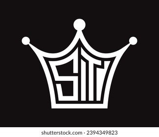 Crown shape ST letter logo design vector art