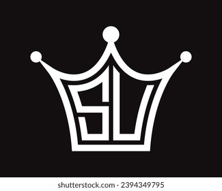 Crown shape SU letter logo design vector art