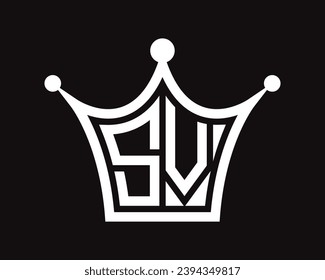Kronform SV-Buchstaben Logo Design Vektorgrafik