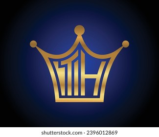 Crown shape TH letter logo design vector art.