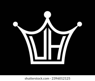 Crown shape UH letter logo design vector art