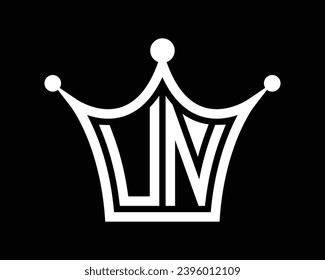 Crown shape UN letter logo design vector art.