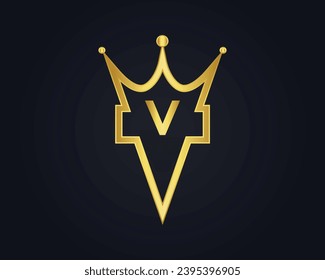 Crown shape V vector royal logo concept design
