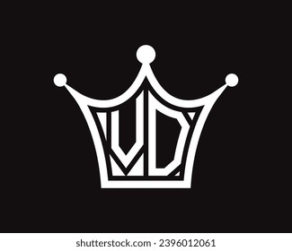 Crown shape VD letter logo design vector art
