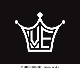 Crown shape VE letter logo design vector art