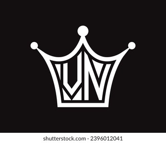 Dibujo vectorial de diseño del logotipo de la letra VN de forma coronada.