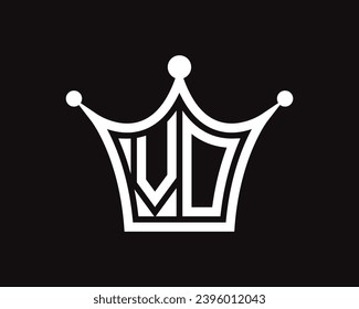 Crown shape VO letter logo design vector art