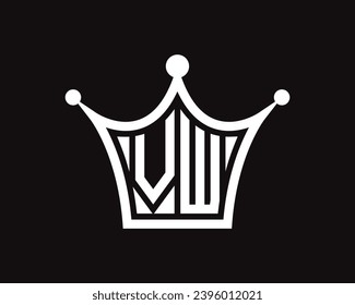 Dibujo vectorial de diseño del logotipo de la letra VW de forma de corona.