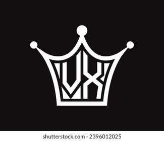 Crown shape VX letter logo design vector art.