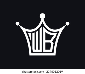 Forma de la corona diseño del logotipo de la letra WB arte vectorial