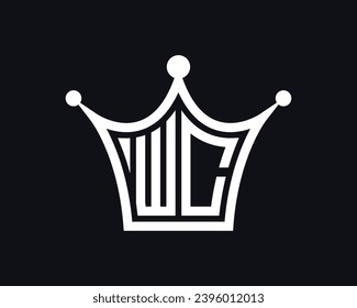 Crown shape WC letter logo design vector art.