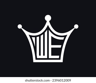 Crown shape WE letter logo design vector art