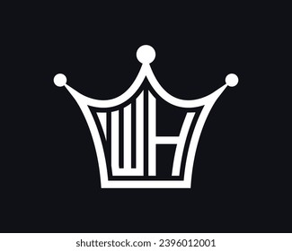 Forma de la corona WH diseño del logotipo de la letra de diseño de arte vectorial.