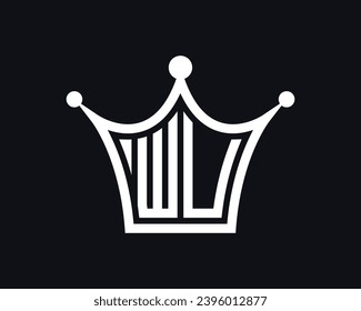 Forma de la corona WU diseño del logotipo de la letra arte vectorial