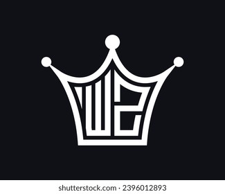 Forma de la corona Diseño del logotipo de la letra WZ arte vectorial