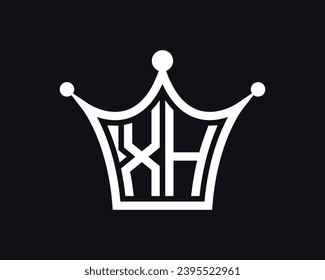 Forma de la corona diseño del logotipo de la letra XH arte vectorial