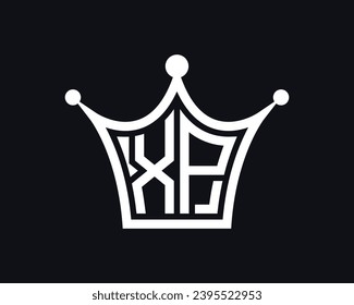 Crown shape XP letter logo design vector art