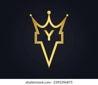 Crown shape Y vector royal logo concept design
