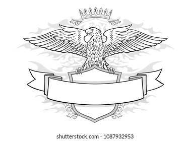 Crown and Shield and Banner Winged Eagle Insignia