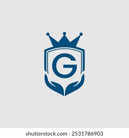 Crown Shield And Hand Care Symbol With Letter G Logo