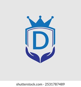 Crown Shield And Hand Care Symbol With Letter D Logo