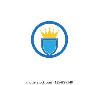 Crown shield icon logo template 