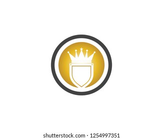 Crown shield icon logo template 