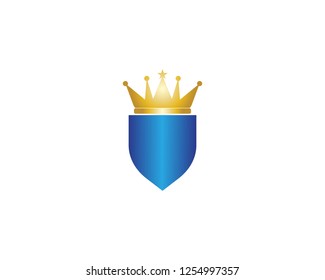 Crown shield icon logo template 