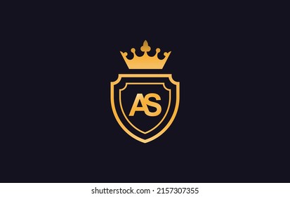 Icono de corona y escudo y vector de símbolo real de lujo. Logo abstracto de rey y reina con letras y alfabetos