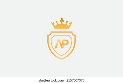 Crown and shield icon and royal luxury symbol vector. King and queen abstract geometric logo with letters and alphabets