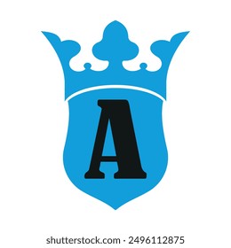  Crown and Shield Logo combine with letter A vector template