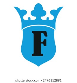  Crown and Shield Logo combine with letter F vector template