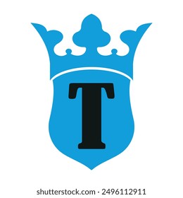 Crown and Shield Logo combine with letter T vector template