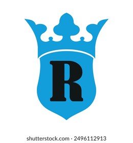  Crown and Shield Logo combine with letter R vector template