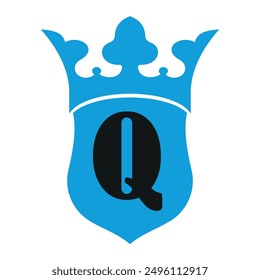  Crown and Shield Logo combine with letter Q vector template